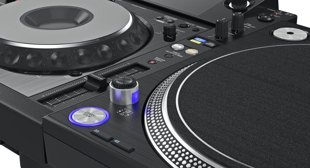 Luminous buttons dj turntable, zoomed view - Photo, image