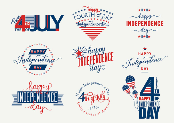 Felice Independence Day Stati Uniti sovrapposizione. 4 luglio - 4 luglio banner, etichetta o poster. Set vettoriale
 - Vettoriali, immagini