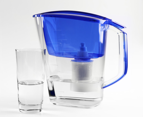 Blue water filter with glass  - Zdjęcie, obraz