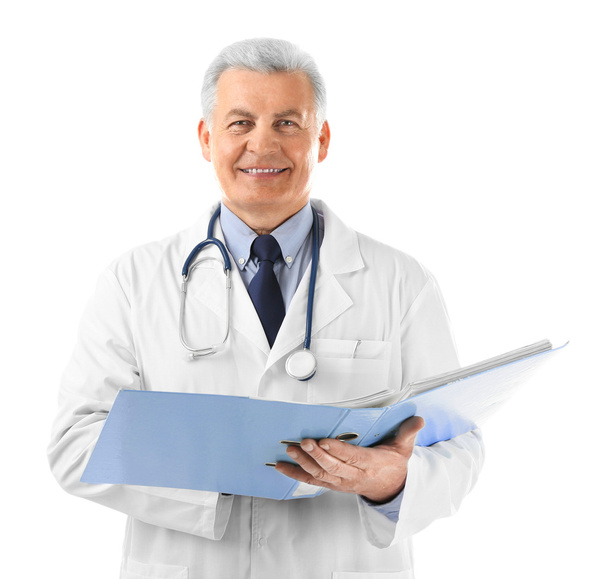 Professional doctor with paper folder - Φωτογραφία, εικόνα