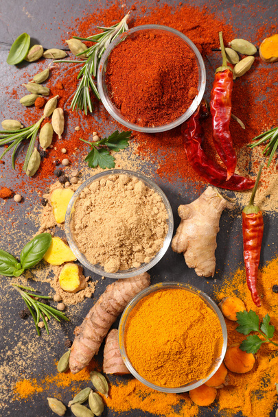 assorted spices in bowls - Photo, Image