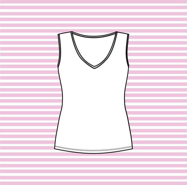  sleeveless T-shirt. Top female. Women's blouse. - Vector, Imagen