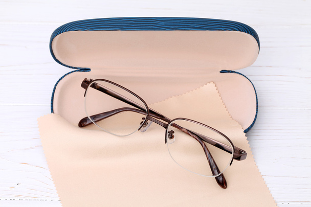 Glasses and case with cleaning cloth  - Photo, Image
