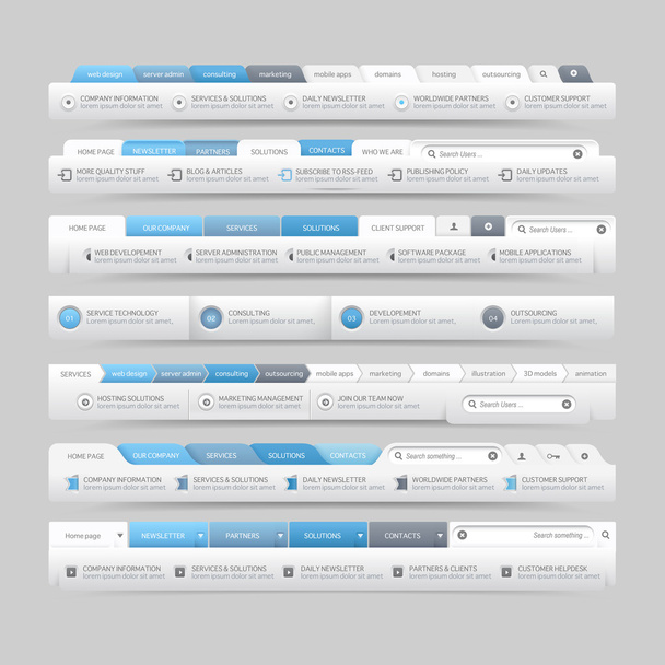website ontwerp sjabloon navigatie-elementen met iconen set - Vector, afbeelding