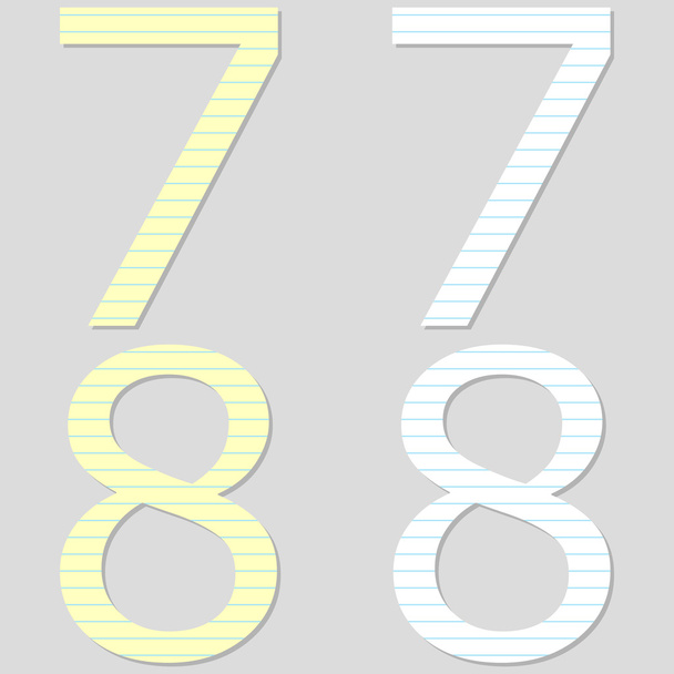 χαρτί γραμματοσειρά οριστεί αριθμοί 7 και 8 - Διάνυσμα, εικόνα