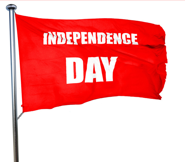 Happy independence day, 3D rendering, a red waving flag - Фото, зображення