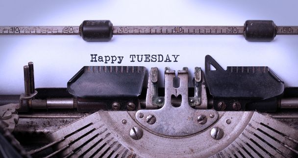 Vintage typewriter close-up - Happy Tuesday - Photo, Image