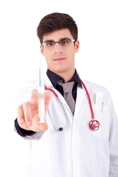 Médico sosteniendo una jeringa
 - Foto, imagen