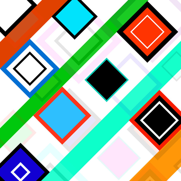 Цветной фон с квадратами, геометрическими фигурами, ярким вектором
 - Вектор,изображение