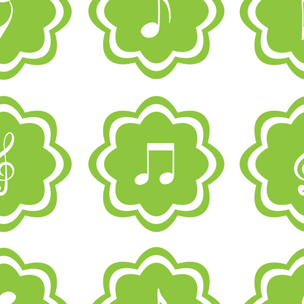 Ícones sem costura com notas musicais verdes
 - Vetor, Imagem