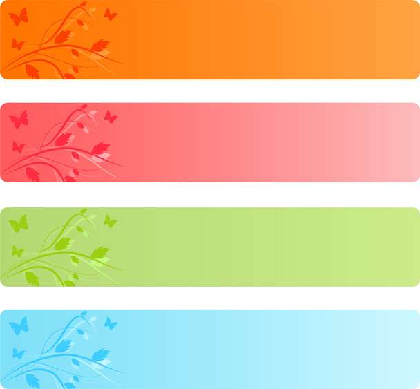 Banners with leaves floral design and bu - Vetor, Imagem