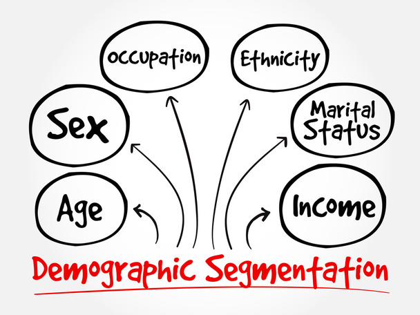 Mapa myśli segmentacji demograficznej - Wektor, obraz