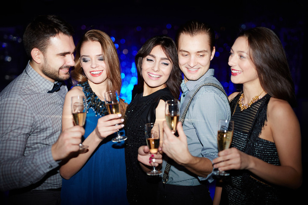 friends with glasses of champagne - 写真・画像