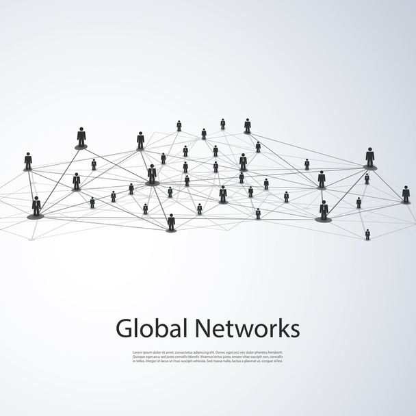 Netwerken - Business Connections - Social Media Concept Design - Vector, afbeelding