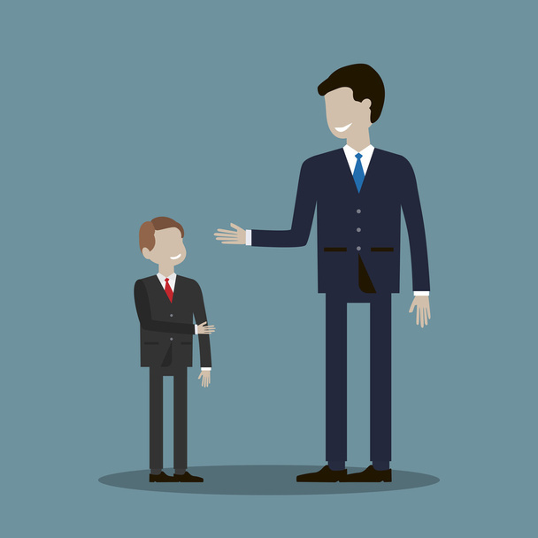 Businessman Shakes Hands with a Child - Vector, Image