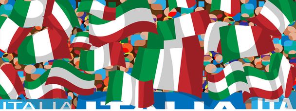 Soccer fans waving flags - Vector, Image