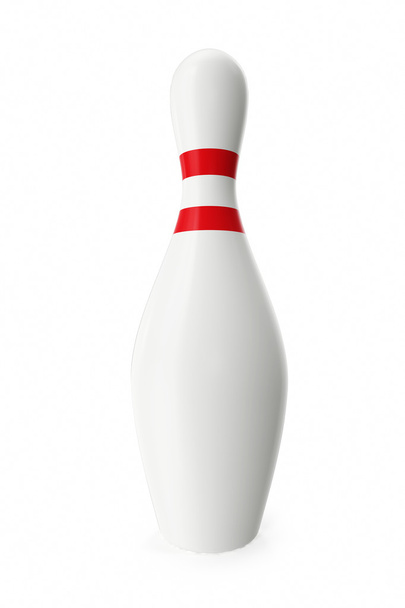 Single bowling pin isolated on white background. 3d illustration - Fotoğraf, Görsel