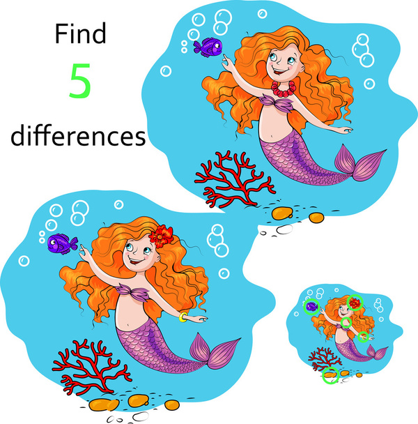 Educación juego encontrar las diferencias. Dibujos animados vector ilustración
. - Vector, imagen
