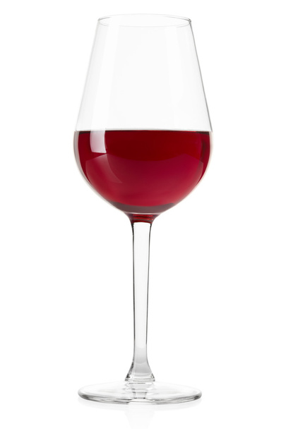 Red wine crystal glass on white - Фото, изображение