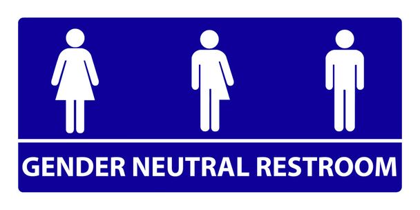 ジェンダー中立的なトイレのサイン - 写真・画像