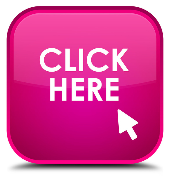Click here pink square button - Foto, Imagen