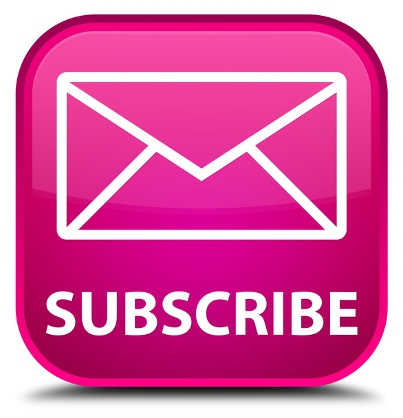 Εγγραφείτε (εικονίδιο ηλεκτρονικού ταχυδρομείου) ροζ τετράγωνο κουμπί - Φωτογραφία, εικόνα