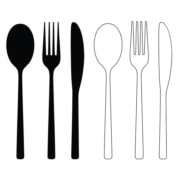Cutlery Icon Black Vector Illustration Silhouettes - Vector, Image