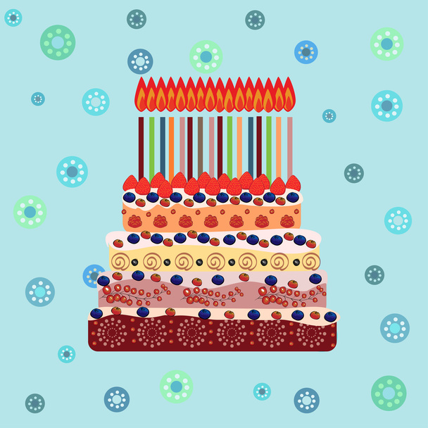 Birthday cake with sixteen candles. Sixteen years - Vector, afbeelding