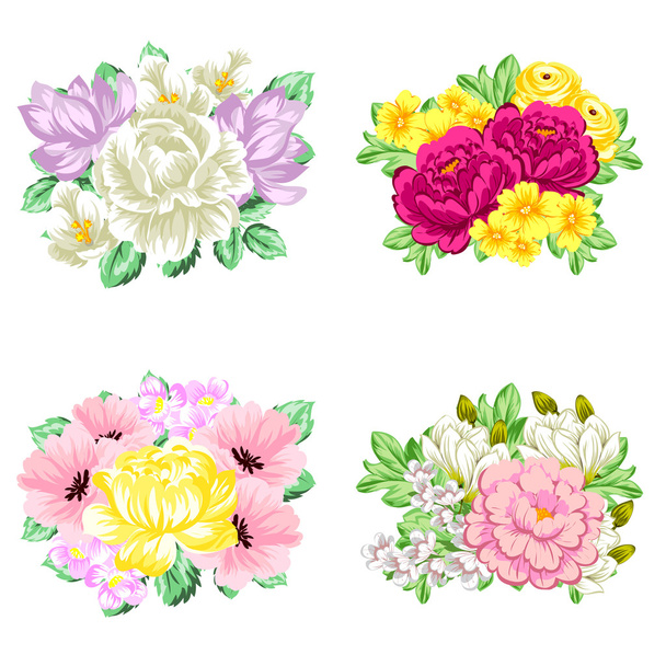 Flower bouquets set - Διάνυσμα, εικόνα
