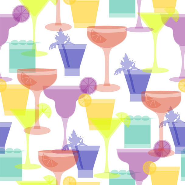 cocktail silhouettes seamless pattern - Vektor, Bild