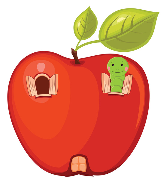 Apple worm vector illustration - Vector, Image
