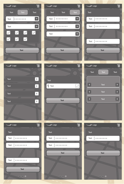 Web application template for phones - Vetor, Imagem