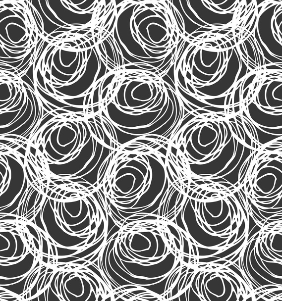 Monochrome scribbles big circles overlapping on black - Vettoriali, immagini
