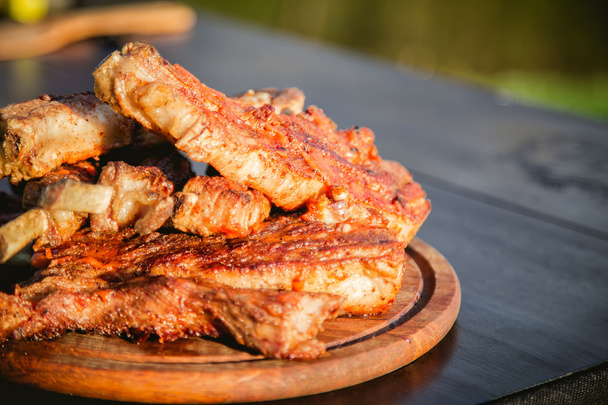 Meat grill, barbecue menu, pork ribs - Foto, Bild