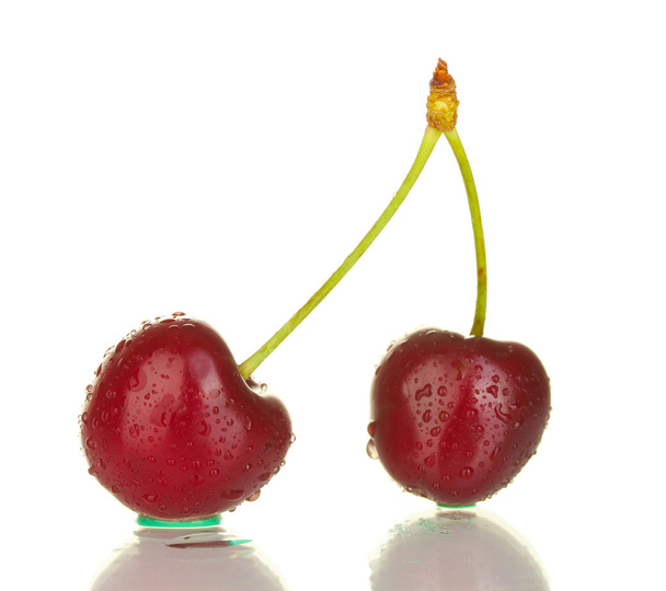 Fresh cherry isolated on white - Foto, afbeelding