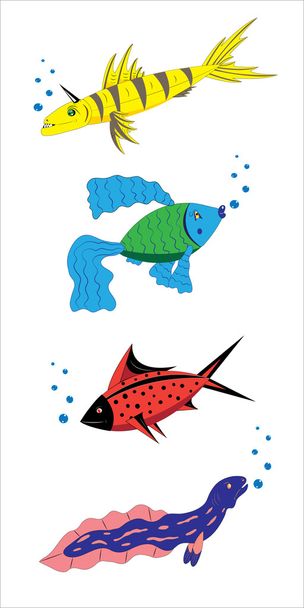 Fantastic small fishes. - Vector, Image