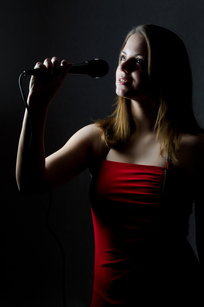 The girl with a microphone - Foto, immagini