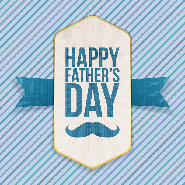 Happy Fathers Day festive Poster with Ribbon - Vettoriali, immagini