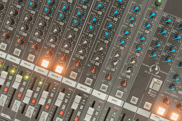 buttons equipment for sound mixer control - Fotoğraf, Görsel