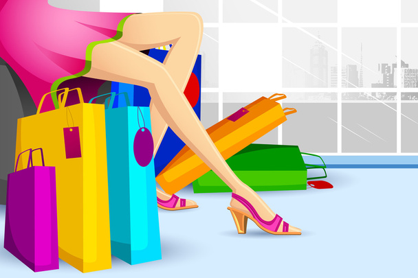 Lady fare shopping in vendita
 - Vettoriali, immagini