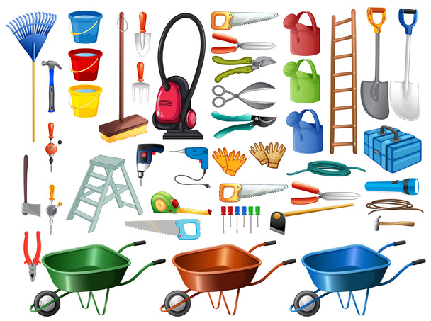 Διαφορετικά εργαλεία οικιακής και εξοπλισμοί - Διάνυσμα, εικόνα