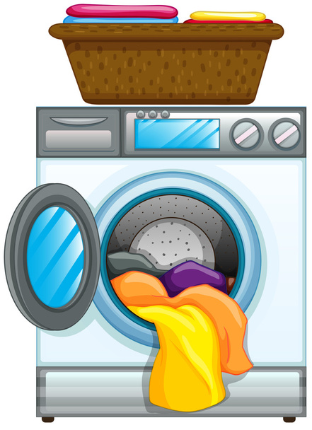 roupas na máquina de lavar roupa
 - Vetor, Imagem