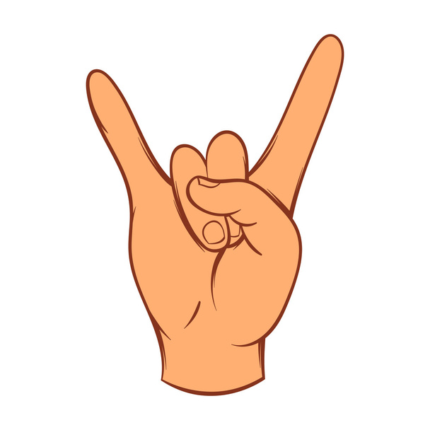 Rock and Roll ícone de sinal de mão, estilo dos desenhos animados
 - Vetor, Imagem
