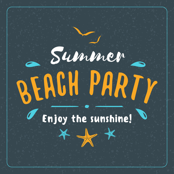 Vintage Hipster Summer Holidays Label or Badge. Beach Party. Vector Design Element on Dark Background - Vector, Image