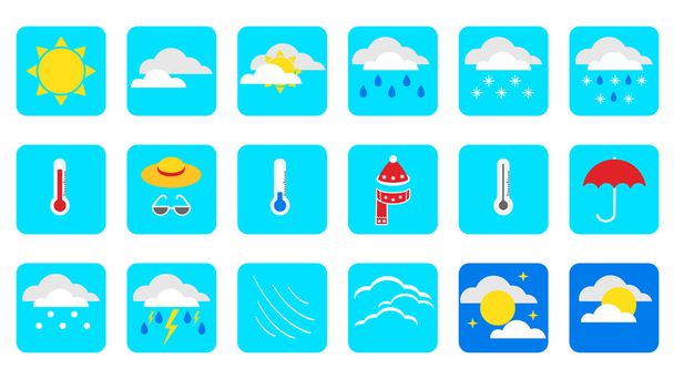 set of bright icons weather - Vector, Image