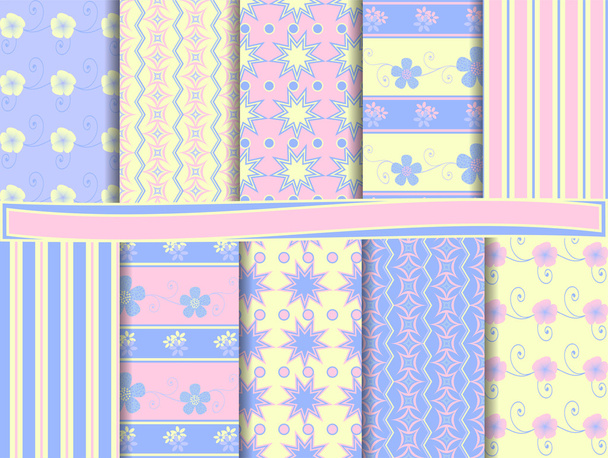 Conjunto vetorial floral abstrato de papel scrapbook
 - Vetor, Imagem
