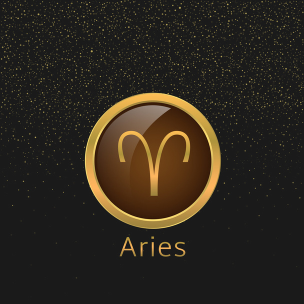 Golden Aries sign - Vector, Image