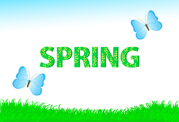 Spring background with butterfly - Vector, Image