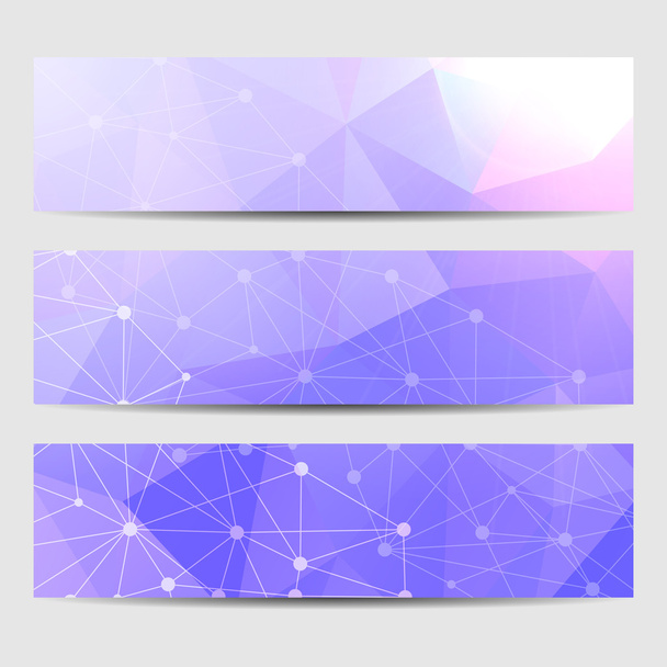 Abstract geometric banners molecule and communication. Science and technology design, structure DNA, chemistry, medical background, business and website templates. Vector illustration - Vector, Imagen