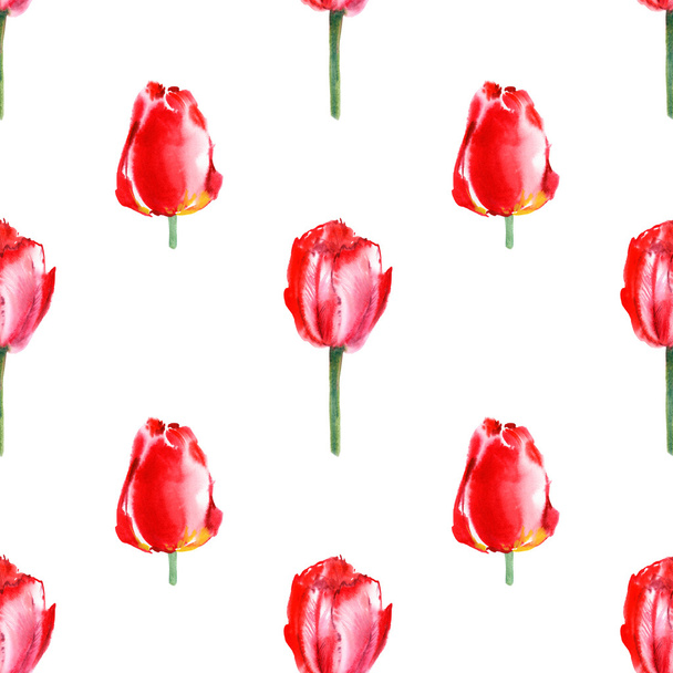 Floral seamless pattern with tulip flowers. - Zdjęcie, obraz